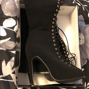 Brand new black fashion nova knee high boots